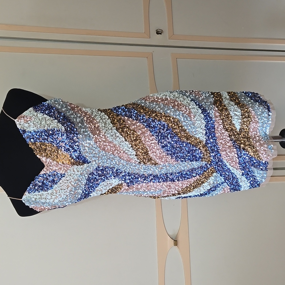 Aidan Mattox Sequined Mini Dress~Sexy, Slip Style, Multi-Color, Prom, Party~ S/M